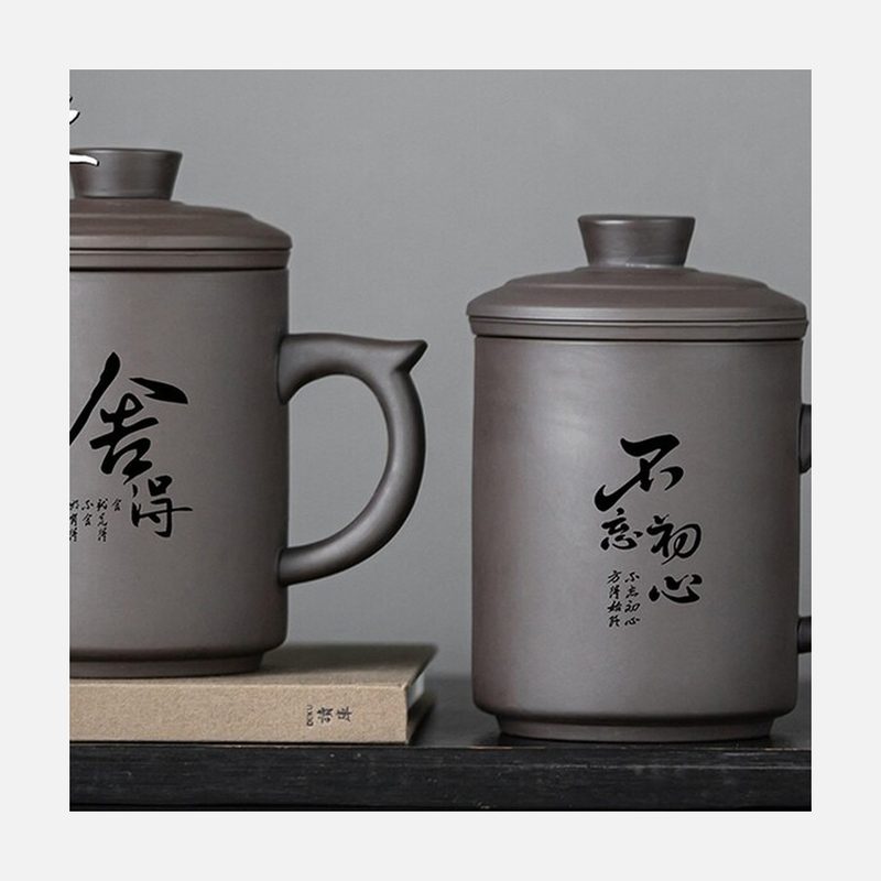 紫砂带盖办公杯 细节图1