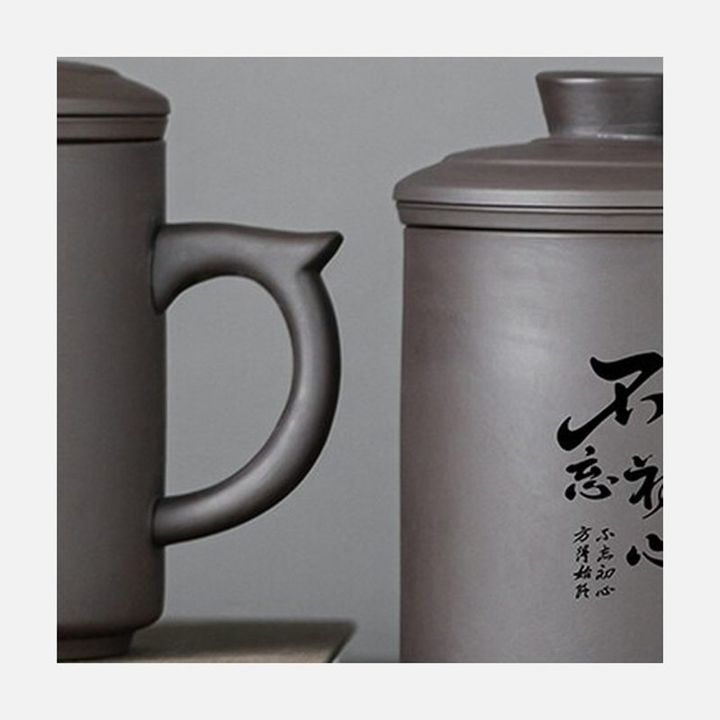 紫砂带盖办公杯 细节图2